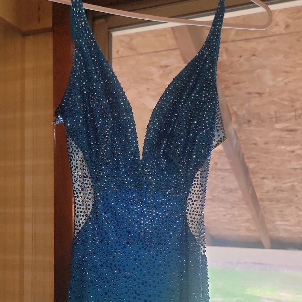 Faviana Bright Blue Evening Dress